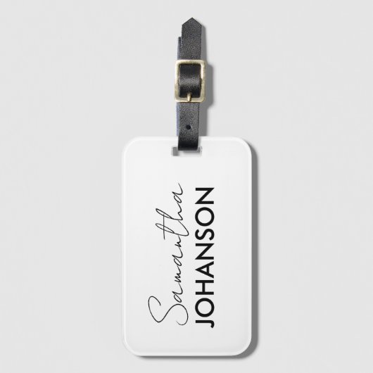 Monogram Name Moderne Minimalistische vereinfachte Gepäckanhänger (Vorderseite Vertikal)