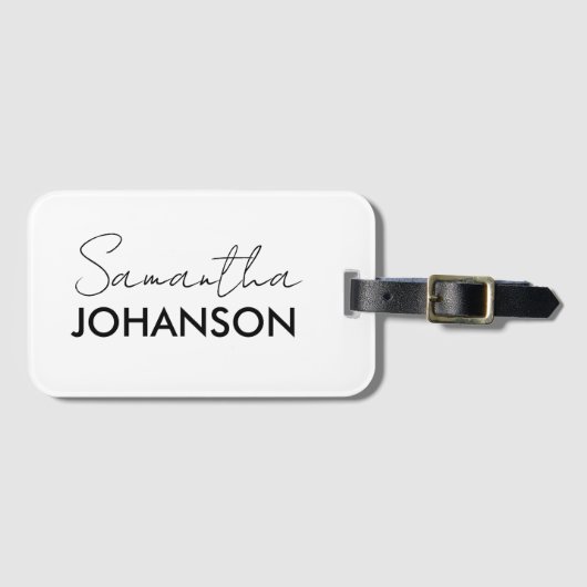 Monogram Name Moderne Minimalistische vereinfachte Gepäckanhänger (Vorderseite (Horizontal))