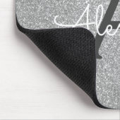 Monogram Name Mousepad für Silver Sparkle Glitzer (Ecke)