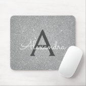 Monogram Name Mousepad für Silver Sparkle Glitzer (Mit Mouse)