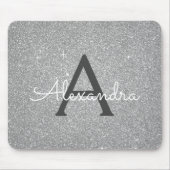 Monogram Name Mousepad für Silver Sparkle Glitzer (Vorne)