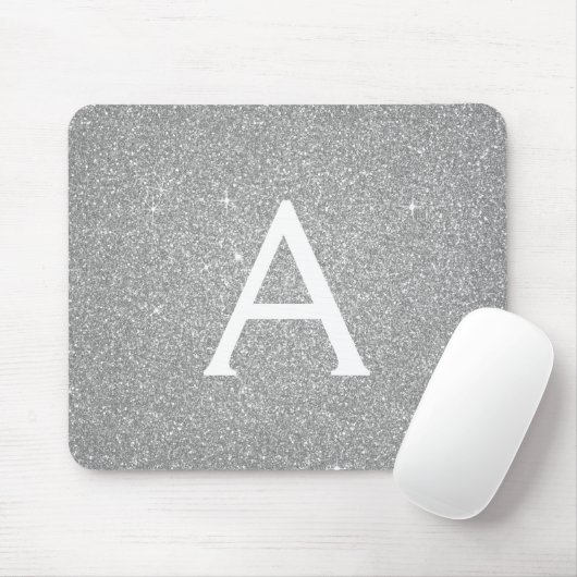 Monogram Name Mousepad für Silver Sparkle Glitzer (Mit Mouse)