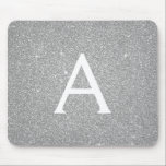 Monogram Name Mousepad für Silver Sparkle Glitzer<br><div class="desc">Monogram Mousepad für den silbernen Sparkle-Glitzer. Dieses Mousepad kann auf Ihren Vornamen angepasst werden.</div>