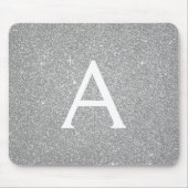 Monogram Name Mousepad für Silver Sparkle Glitzer (Vorne)