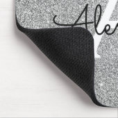 Monogram Name Mousepad für Silver Sparkle Glitzer (Ecke)