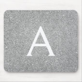 Monogram Name Mousepad für Silver Sparkle Glitzer (Vorne)