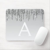 Monogram Name Mousepad für Silver Sparkle Glitzer (Mit Mouse)