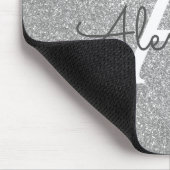 Monogram Name Mousepad für Silver Sparkle Glitzer (Ecke)