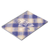 Monogram Name navvy blue creme gingham tartan kari Notizblock (Linke Seite)
