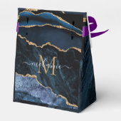 Monogram Name Navy Blue Gold Geschenk oder Gefälli Geschenkschachtel (Rückseite)