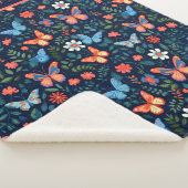 Monogram Name Navy Blue Pink Peach Butterfly Sherpadecke (3/4)