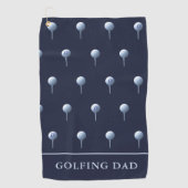 Monogram Name Navy Blue White T-Shirt Muster Golfe Golfhandtuch (Vorderseite)