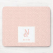 Monogram Name Neon Pink Peach Heartern Muster Mousepad (Vorne)