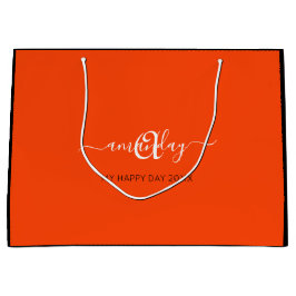 Monogram Name Orange Bridal Sweet16th Wedding Große Geschenktüte