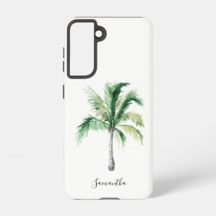 Monogram Name Palm Tree Coastal Personalisiert Samsung Galaxy Hülle