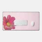 Monogram Name Pastel Pink Red Wildflower Floral  Schreibtischunterlage (Tastatur & Maus)