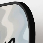 Monogram Name Pastellstreifen Wellen graublau cyan Pickleball Schläger (Linke Seite)