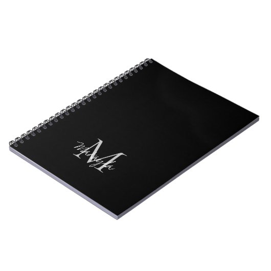 Monogram Name Personalisiert Black Notebook Notizblock (Linke Seite)