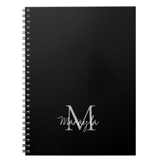 Monogram Name Personalisiert Black Notebook Notizblock (Vorderseite)