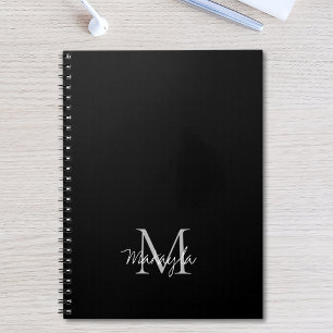 Monogram Name Personalisiert Black Notebook Notizblock