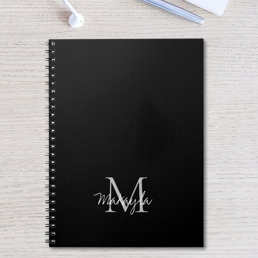 Monogram Name Personalisiert Black Notebook Notizblock