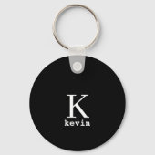 Monogram Name personalisiert schwarz Schlüsselanhänger (Vorderseite)