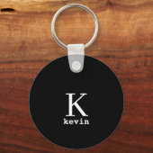 Monogram Name personalisiert schwarz Schlüsselanhänger (Vorderseite)
