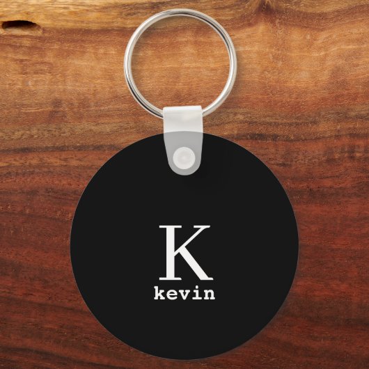 Monogram Name personalisiert schwarz Schlüsselanhänger (Vorderseite)