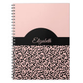 Monogram Name Pink Black Leopard Cheetah Print Notizblock (Vorderseite)