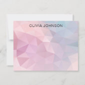 Monogram Name Pink Blue Geometric Flat Note Card Mitteilungskarte (Vorderseite)