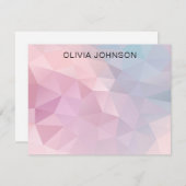 Monogram Name Pink Blue Geometric Flat Note Card Mitteilungskarte (Vorne/Hinten)