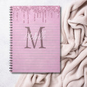 Monogram Name Pink Dripping Glitzer Girl Notebook Notizblock