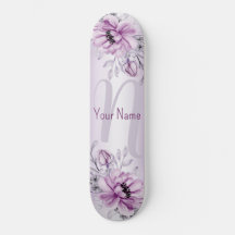 Monogram Name Pink Floral Violet Lila Modern