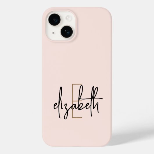 Monogram Name Pink Gold Modern Case-Mate iPhone Hülle (Rückseite)