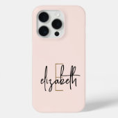 Monogram Name Pink Gold Modern Case-Mate iPhone Hülle (Rückseite)