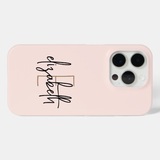 Monogram Name Pink Gold Modern Case-Mate iPhone Hülle (Rückseite (Horizontal))