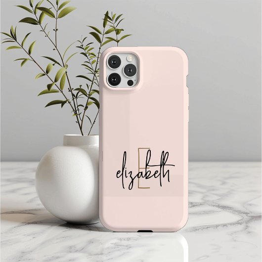 Monogram Name Pink Gold Modern Case-Mate iPhone Hülle