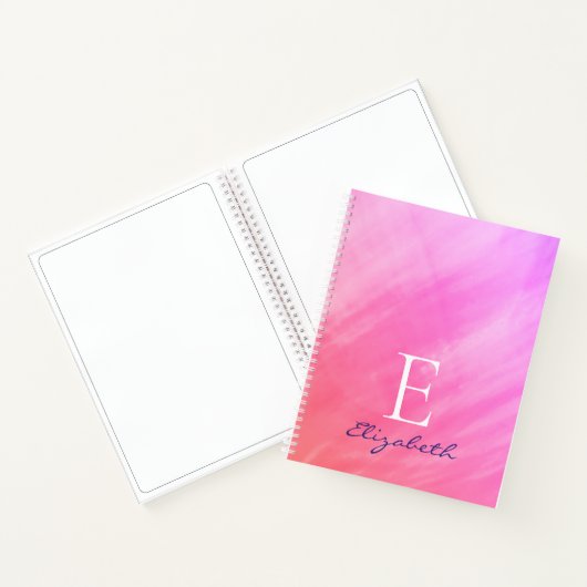 Monogram Name Pink Sketchpad Notizblock (Innenseite)