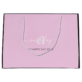 Monogram Name Pink White Bridal Sweet16th Wedding Große Geschenktüte