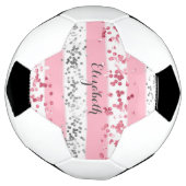 Monogram Name Pink White Gray Glitzer Girly Trendy Fußball (Gedreht)