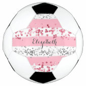 Monogram Name Pink White Gray Glitzer Girly Trendy Fußball (Vorderseite)