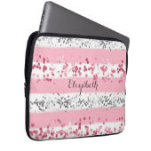 Monogram Name Pink White Gray Glitzer Trendy  Laptopschutzhülle (Vorne Rechts)