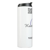 Monogram name purple writer editper QR code busine Thermosbecher (Nach links gedreht)