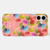 Monogram Name Rainbow Macaron Cookies Muster Case-Mate iPhone Hülle (Rückseite (Horizontal))