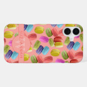 Monogram Name Rainbow Macaron Cookies Muster iPhone Hülle (Rückseite (Horizontal))