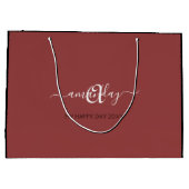 Monogram Name Red Bean Bridal Sweet16th Wedding Große Geschenktüte (Rückseite)
