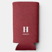 Monogram Name Red Denim Print Slim Selters Dosenkühler (Rückseite)