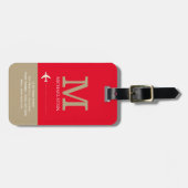 Monogram Name Reisenname Rot Gepäckanhänger (Vorderseite horizontal)