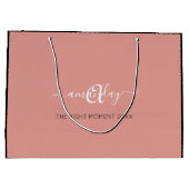 Monogram Name Rose Blush Shop Hochzeitsgeschenk Große Geschenktüte (Rückseite)