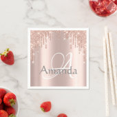 Monogram Name Rose Glitzer Tropfen Spark Sweet 16. Serviette (Beispiel)